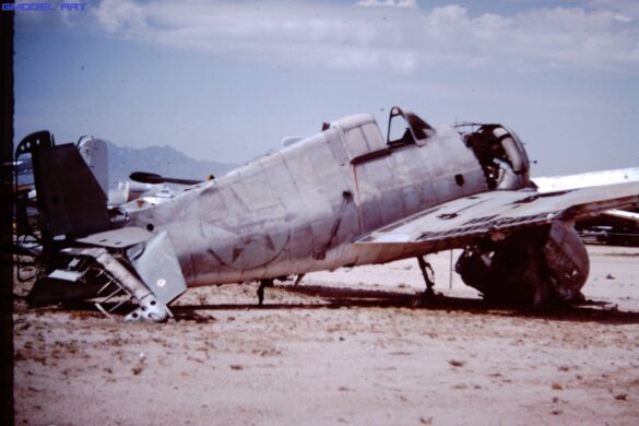 F6F-5K Hellcat drone painted in bright red high visibility scheme used as target aircraft by the US Navy