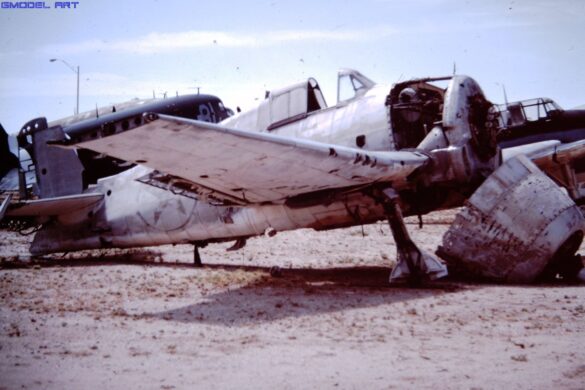 F6F-5K Hellcat drone painted in bright red high visibility scheme used as target aircraft by the US Navy