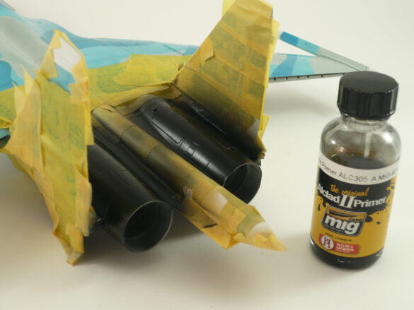 Sukhoi Su-33 scale model three tone blue camouflage painting