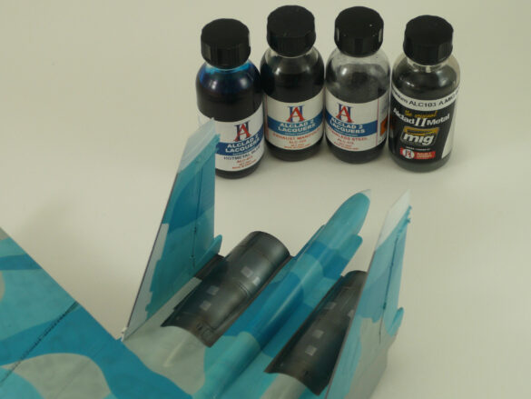 Sukhoi Su-33 scale model three tone blue camouflage painting