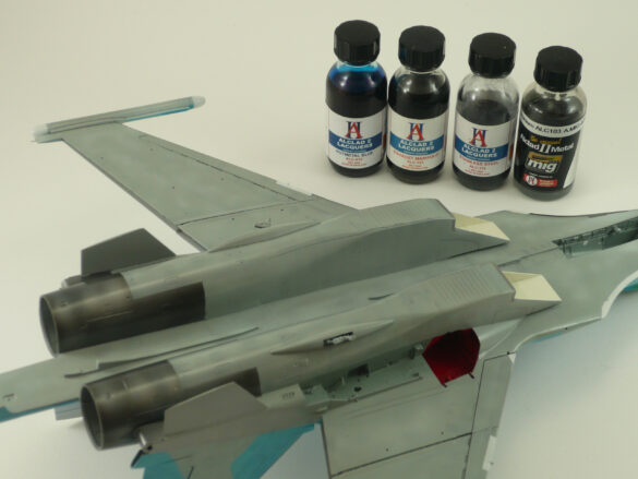 Sukhoi Su-33 scale model three tone blue camouflage painting