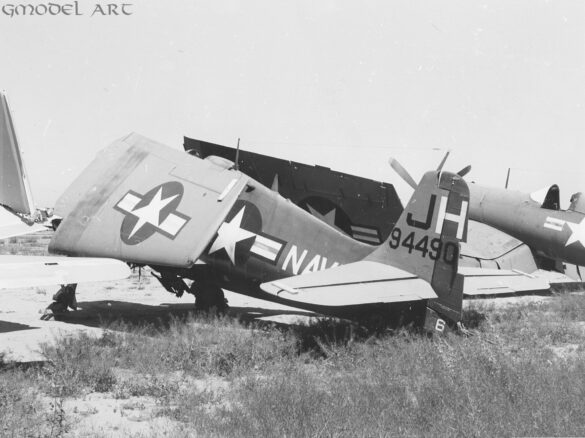 F6F-5K Hellcat drone painted in bright red high visibility scheme used as target aircraft by the US Navy