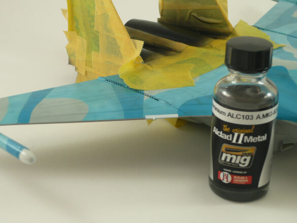 Sukhoi Su-33 scale model three tone blue camouflage painting