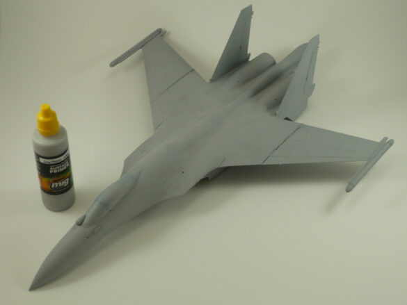 Sukhoi Su-33 scale model three tone blue camouflage painting