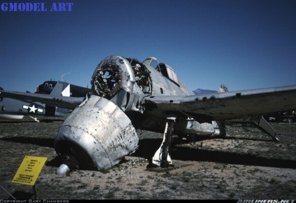 F6F-5K Hellcat drone painted in bright red high visibility scheme used as target aircraft by the US Navy