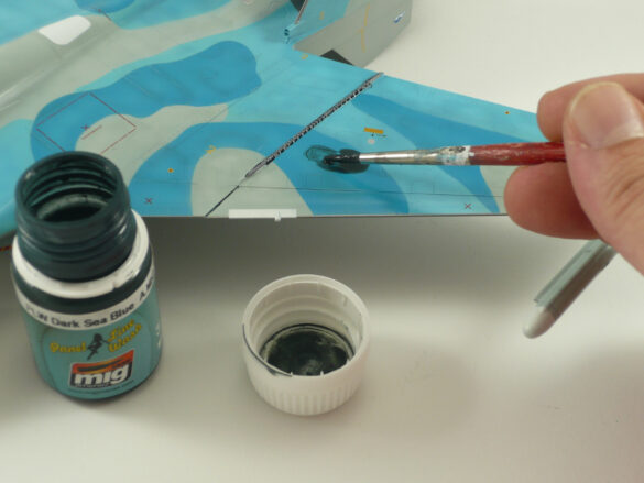 Sukhoi Su-33 scale model three tone blue camouflage painting