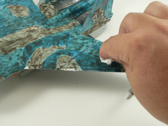 Sukhoi Su-33 scale model three tone blue camouflage painting