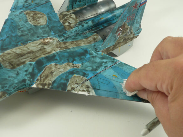 Sukhoi Su-33 scale model three tone blue camouflage painting