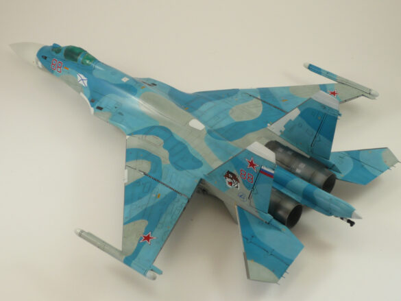 Sukhoi Su-33 scale model three tone blue camouflage painting