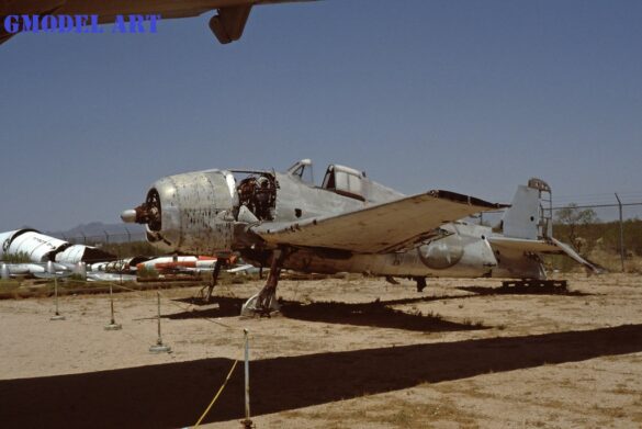 F6F-5K Hellcat drone painted in bright red high visibility scheme used as target aircraft by the US Navy