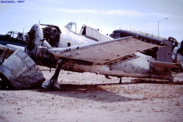 F6F-5K Hellcat drone painted in bright red high visibility scheme used as target aircraft by the US Navy