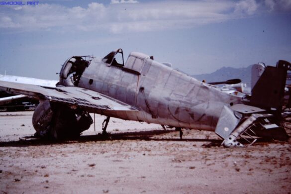 F6F-5K Hellcat drone painted in bright red high visibility scheme used as target aircraft by the US Navy