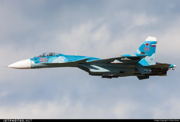 Sukhoi Su-33 scale model three tone blue camouflage painting