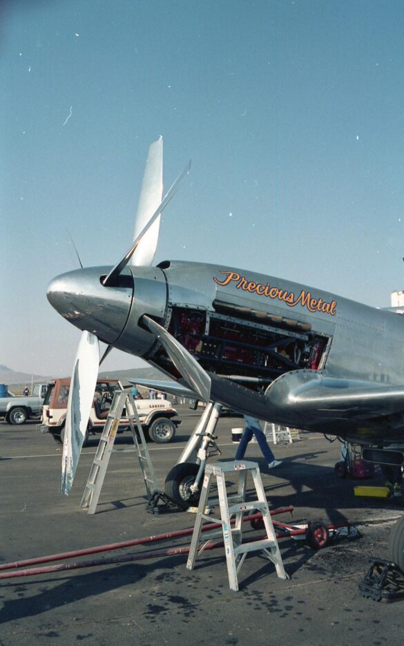 P-51XR Precious Metal Griffon Powered Mustang Reno Racer P-51XR Precious Metal racing Mustang with Rolls-Royce Griffon engine and contra-rotating propellers at Reno Air Races
