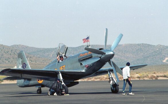P-51XR Precious Metal Griffon Powered Mustang Reno Racer P-51XR Precious Metal racing Mustang with Rolls-Royce Griffon engine and contra-rotating propellers at Reno Air Races