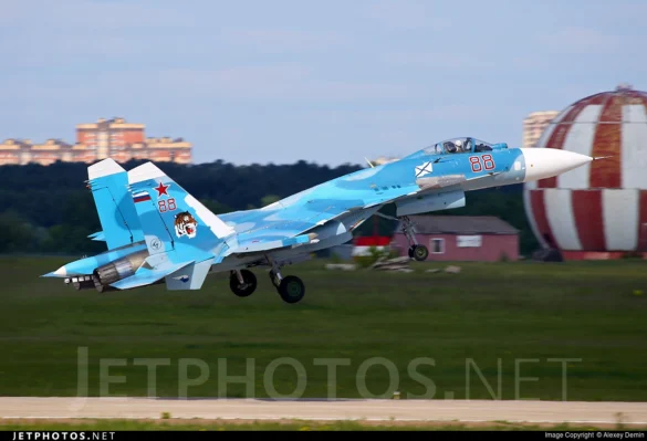 Sukhoi Su-33 scale model three tone blue camouflage painting