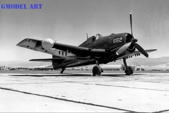 F6F-5K Hellcat drone painted in bright red high visibility scheme used as target aircraft by the US Navy