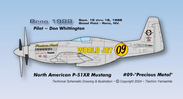 P-51XR Precious Metal Griffon Powered Mustang Reno Racer P-51XR Precious Metal racing Mustang with Rolls-Royce Griffon engine and contra-rotating propellers at Reno Air Races