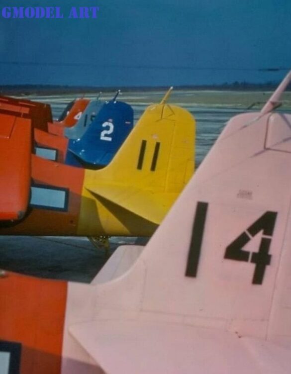 F6F-5K Hellcat drone painted in yellow orange high visibility colors during early testing phase