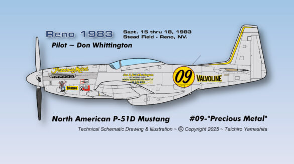P-51XR Precious Metal Griffon Powered Mustang Reno Racer P-51XR Precious Metal racing Mustang with Rolls-Royce Griffon engine and contra-rotating propellers at Reno Air Races