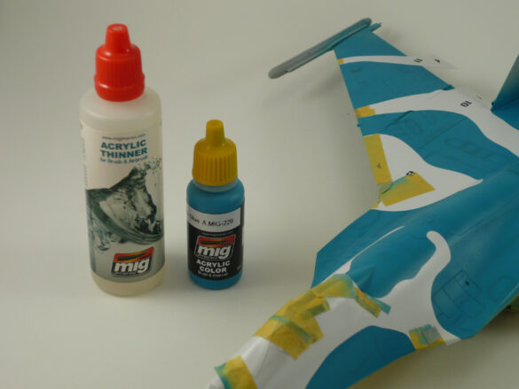 Sukhoi Su-33 scale model three tone blue camouflage painting