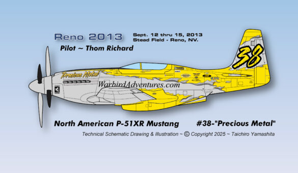 P-51XR Precious Metal Griffon Powered Mustang Reno Racer P-51XR Precious Metal racing Mustang with Rolls-Royce Griffon engine and contra-rotating propellers at Reno Air Races