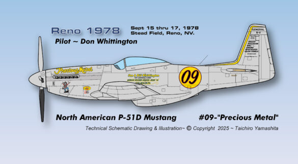 P-51XR Precious Metal Griffon Powered Mustang Reno Racer P-51XR Precious Metal racing Mustang with Rolls-Royce Griffon engine and contra-rotating propellers at Reno Air Races