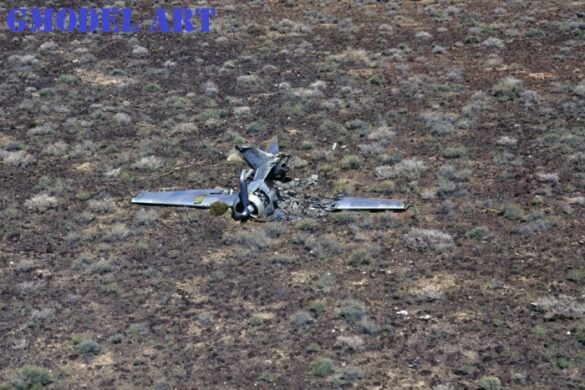 F6F-5K Hellcat drone painted in bright red high visibility scheme used as target aircraft by the US Navy