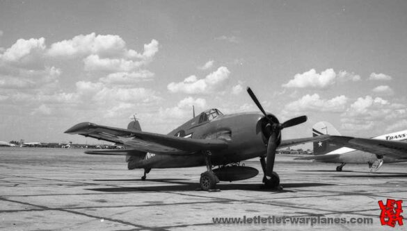 F6F-5K Hellcat drone painted in bright red high visibility scheme used as target aircraft by the US Navy