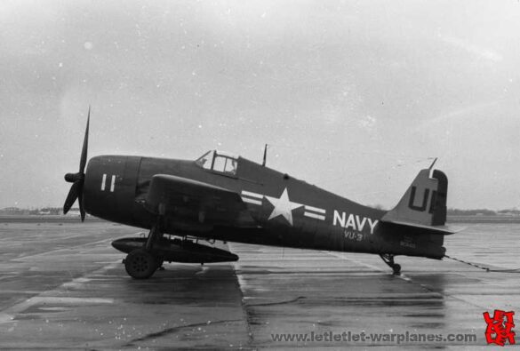 F6F-5K Hellcat drone painted in bright red high visibility scheme used as target aircraft by the US Navy