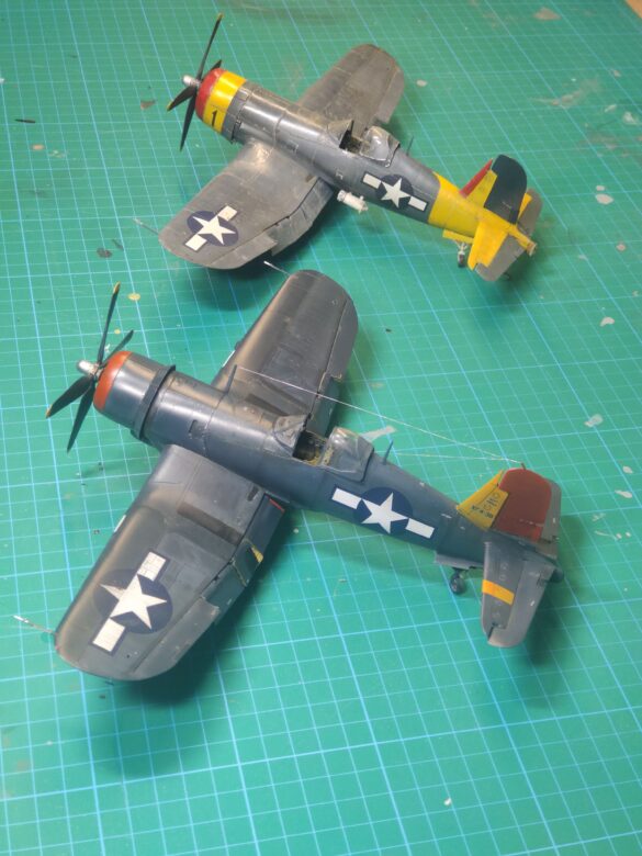 XF4U-3B Corsair turbocharger installation scratch built on Tamiya 1/48 Corsair model showing exhaust ducting and turbo housing