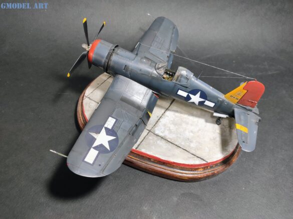 XF4U-3B Corsair turbocharger installation scratch built on Tamiya 1/48 Corsair model showing exhaust ducting and turbo housing