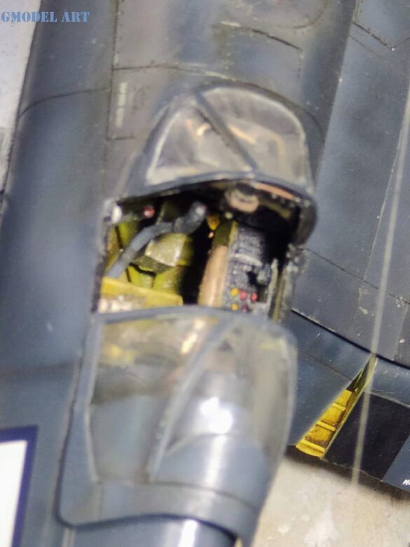 XF4U-3B Corsair turbocharger installation scratch built on Tamiya 1/48 Corsair model showing exhaust ducting and turbo housing