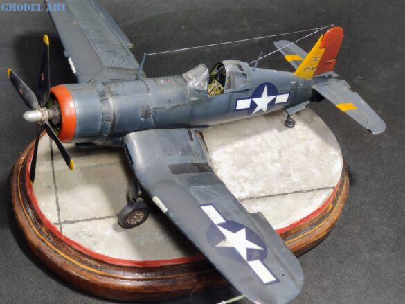 XF4U-3B Corsair turbocharger installation scratch built on Tamiya 1/48 Corsair model showing exhaust ducting and turbo housing