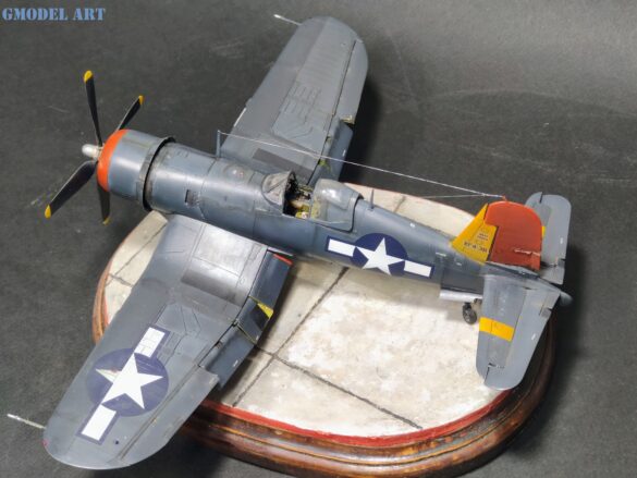 XF4U-3B Corsair turbocharger installation scratch built on Tamiya 1/48 Corsair model showing exhaust ducting and turbo housing