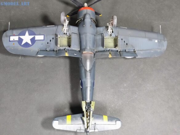 XF4U-3B Corsair turbocharger installation scratch built on Tamiya 1/48 Corsair model showing exhaust ducting and turbo housing