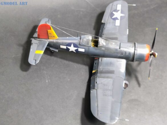 XF4U-3B Corsair turbocharger installation scratch built on Tamiya 1/48 Corsair model showing exhaust ducting and turbo housing