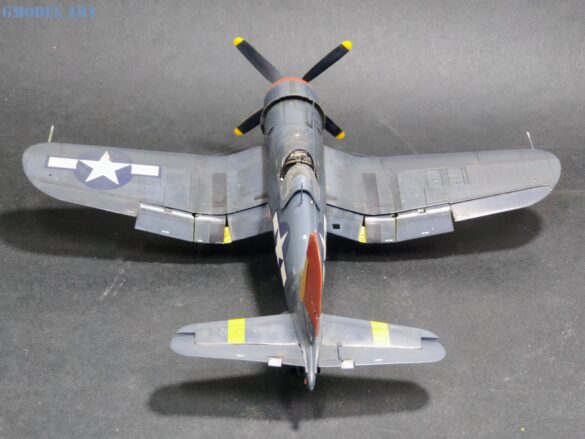 XF4U-3B Corsair turbocharger installation scratch built on Tamiya 1/48 Corsair model showing exhaust ducting and turbo housing