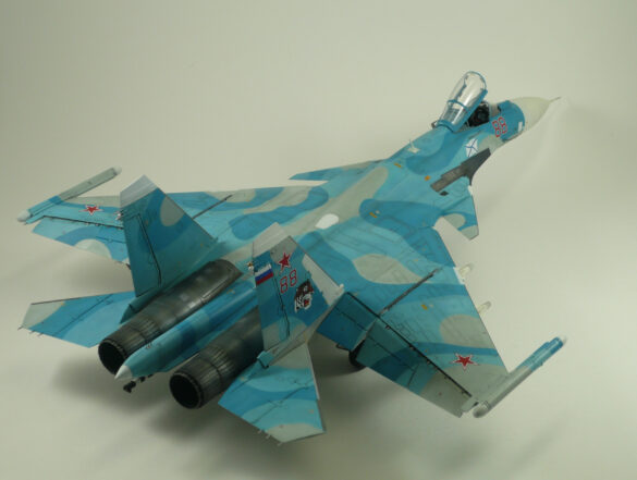 Sukhoi Su-33 scale model three tone blue camouflage painting
