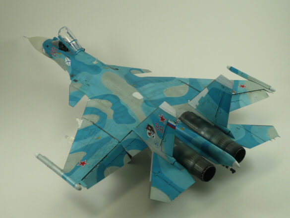 Sukhoi Su-33 scale model three tone blue camouflage painting