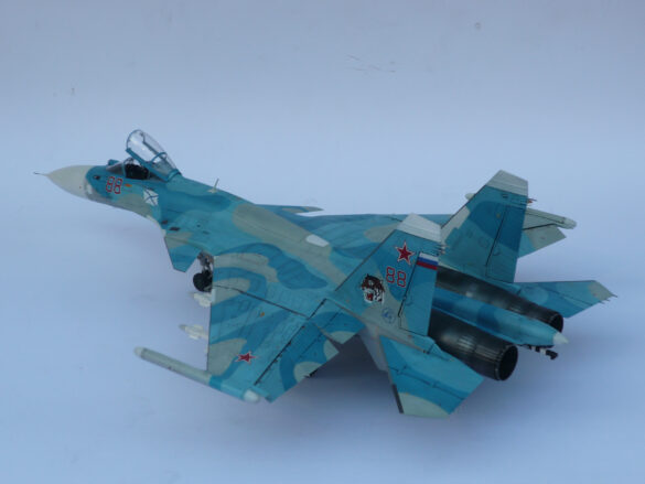 Sukhoi Su-33 scale model three tone blue camouflage painting