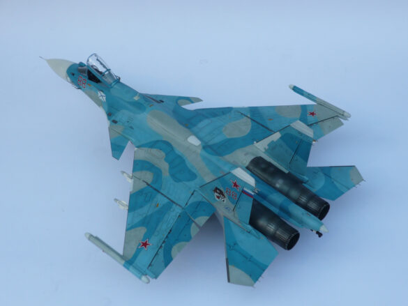Sukhoi Su-33 scale model three tone blue camouflage painting
