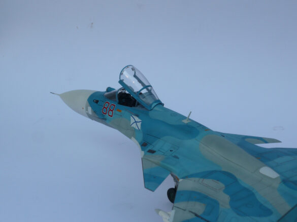Sukhoi Su-33 scale model three tone blue camouflage painting