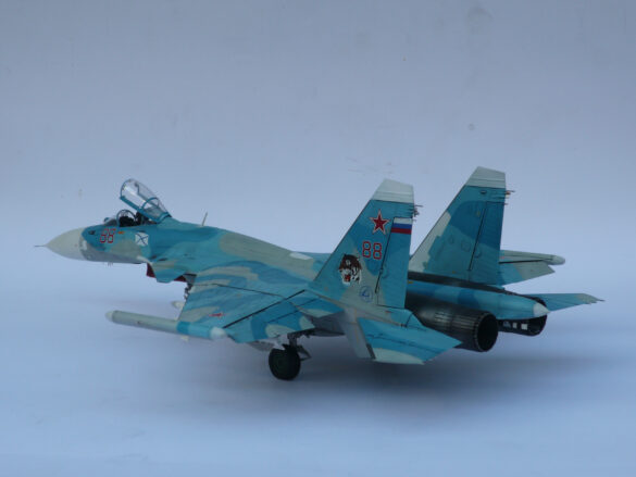 Sukhoi Su-33 scale model three tone blue camouflage painting