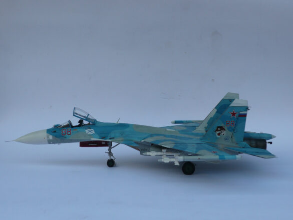 Sukhoi Su-33 scale model three tone blue camouflage painting
