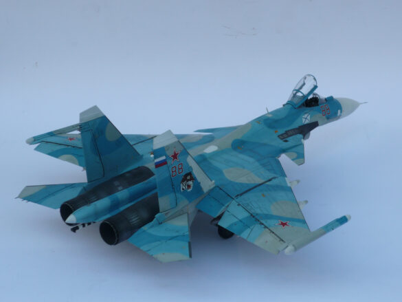 Sukhoi Su-33 scale model three tone blue camouflage painting