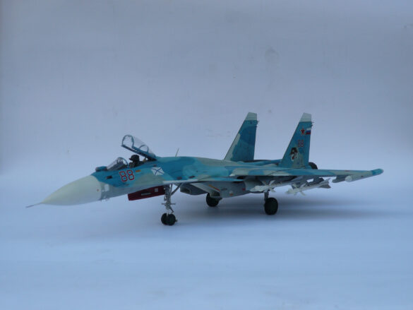 Sukhoi Su-33 scale model three tone blue camouflage painting