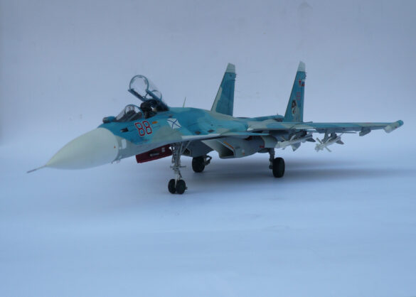 Sukhoi Su-33 scale model three tone blue camouflage painting