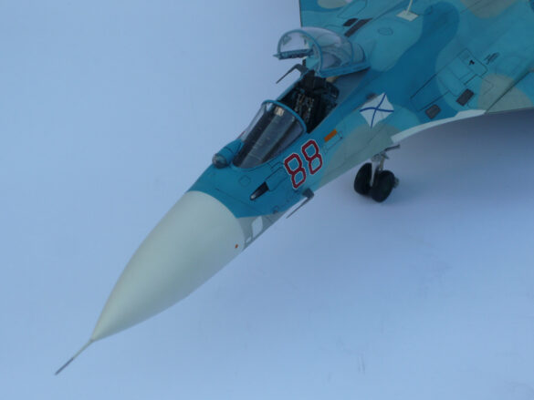 Sukhoi Su-33 scale model three tone blue camouflage painting