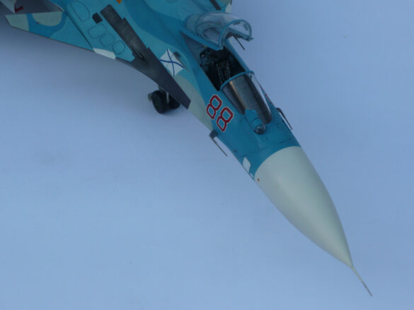 Sukhoi Su-33 scale model three tone blue camouflage painting